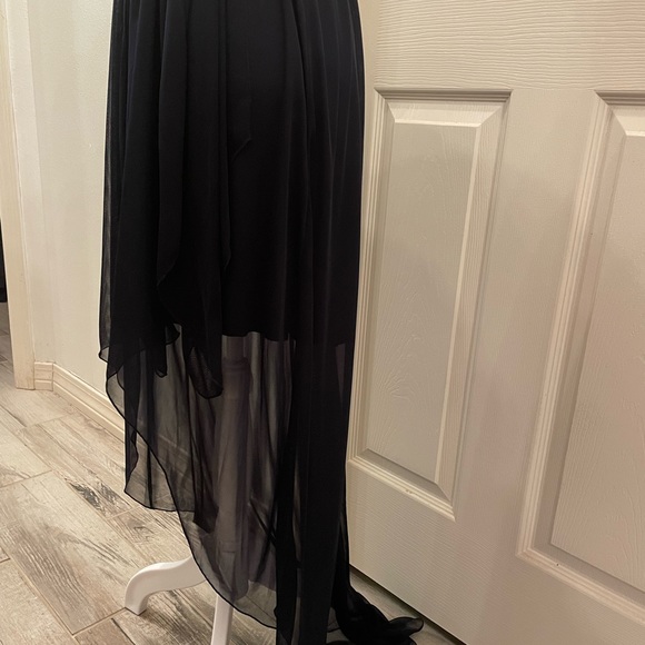 My Michelle Navy party dress sequin strapless top sheer hi low skirt - Picture 6 of 9